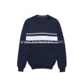 Men's Knitted Multi-Color Stripe Rib Stitch Crewneck Sweater